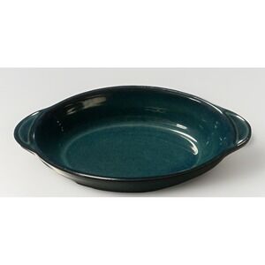 Denby England Baroque Oval Au Gratin Baking Dish Green / Blue / Teal Vintage